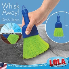 LOLA Whisk Broom, Hand Brush, 2 Pack, Durable Bristles, Whisks 2 Green