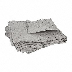 100 Pack Universal Sorbent Pads, 17″ Long x 15″ Wide, Gray, Polypropylene