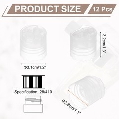 12Pcs Clear Disc Top Caps Replacement 28/410 Press Disk Cap 1.3×1.2×1.1”