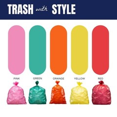 Plasticplace 12-16 Gallon Trash Bags 1.2 Mil Pink Garbage Can Liners 24 X 31