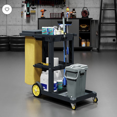 Janitorial Cleaning Cart w/ Bag, Odor-Sealing Lid, Shelves & Dividers