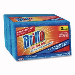 Brillo 21034 Estracell 4.5″ x 2.75″ No-Scratch Kitchen Sponges – Blue (8/CT) New
