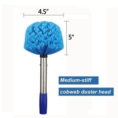Cobweb Duster w/ 6ft Stainless Steel Pole, Medium-Stiff Bristles, Walls/Ceilings