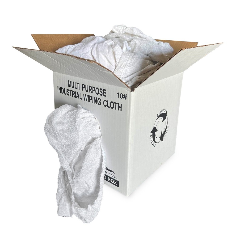 White Terry Towel 100% Cotton Cleaning Rags-10 lbs. Box – Multipurpose Cleaning
