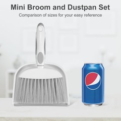 NACENA Small Dust Pan and Brush Set, Mini Broom Dustpan 1, Grey & White