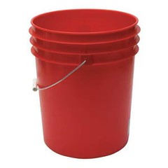 Manufacturer Varies 5 gal Open Head Pail, 12-3/8 in Dia, 14-3/4 in H, Red, HDPE