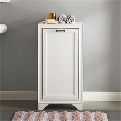 Bowery Hill Modern Wood/Fabric Laundry Hamper in Vintage White