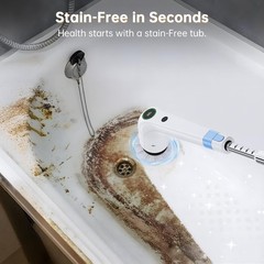PUFTEM Electric Spin Scrubber, Cordless Shower Scrubber with 8 Scrub White