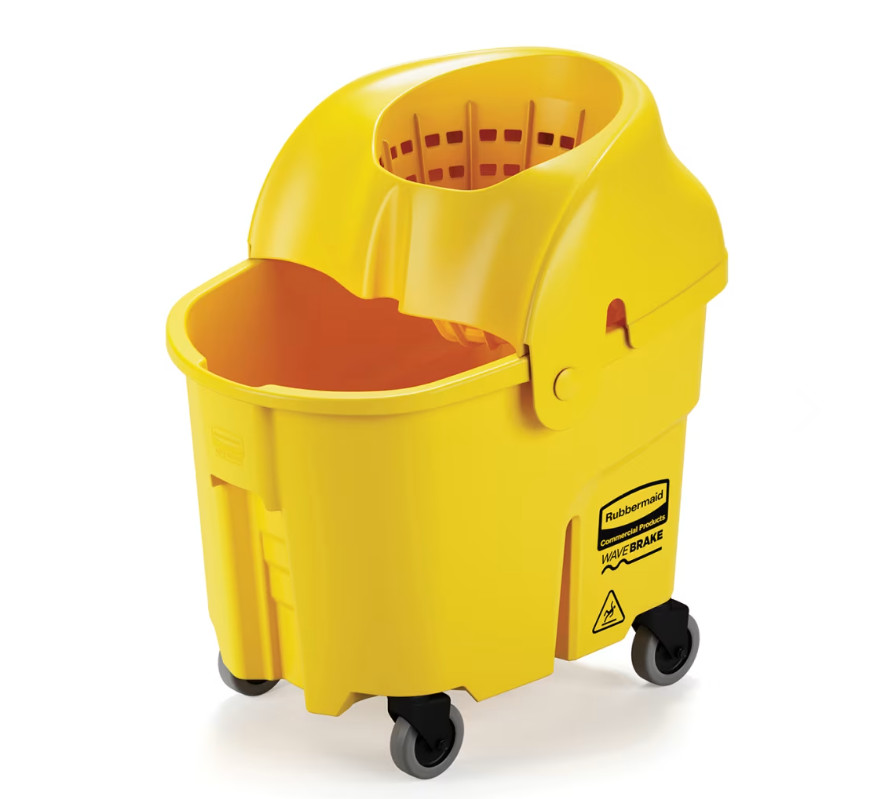 NEW Rubbermaid Commercial FG759088YEL 35 qt. WaveBrake Down-Press Combo – Yellow