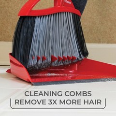 O-Cedar Pet Pro Broom with Step-On Dustpan | PowerCorner Broom, Red