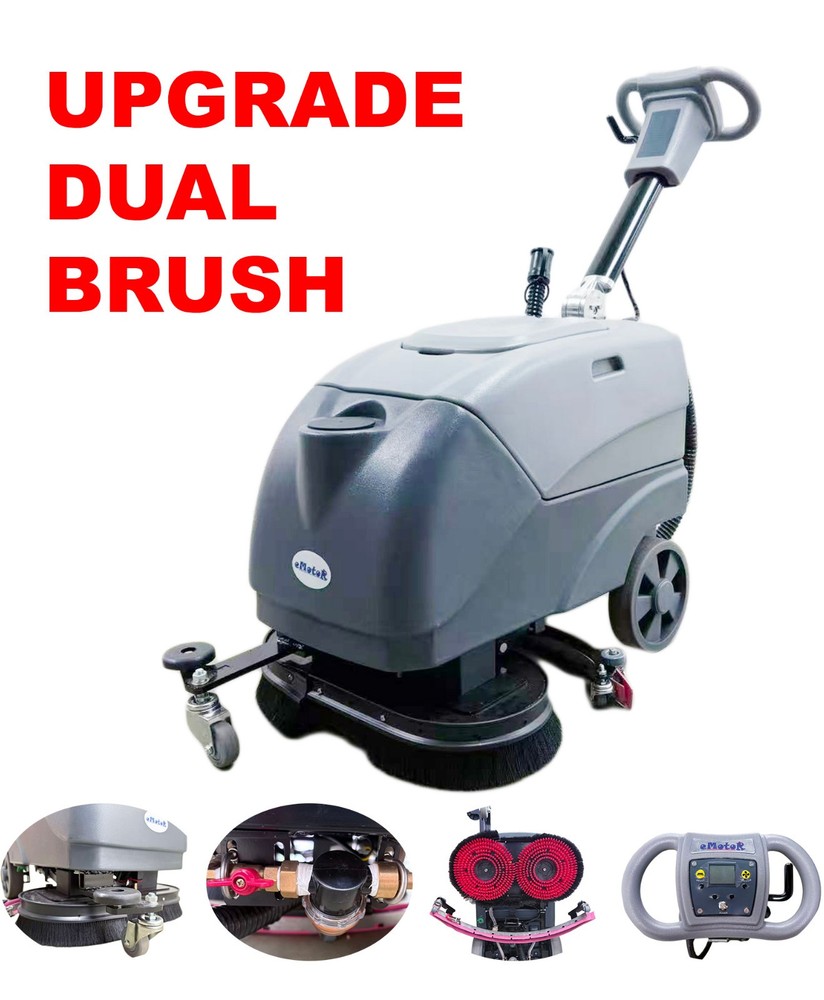 Dual Brush18″Walk Behind Floor Fordable Portable Scrubber2x45AH Battery Powered