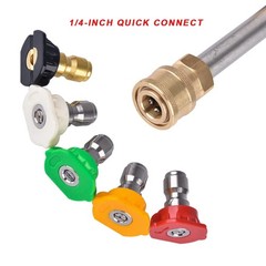 5 Pack Pressure Washer Spray 0.25 inches, red, yellow, green, white, black