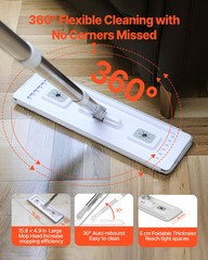 VEVOR Mop and Bucket with Wringer Set 3 Mop Pads Flat Squeeze Bucket Set