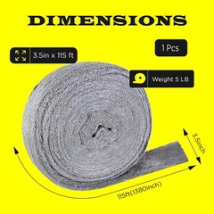 Steel wool 115FT 5LB grade 0000 super fine jumbo roll final finish SIMBASTEEL HD