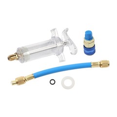 For AC System Manual Oil Dye Injector 30ml 1oz With R134A Quick Coupler
