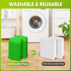 18-Pack Reusable Mop Coral Fleece 18p Sweeper Reusable(Green), Green-18 Pack
