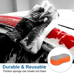 4pcs Microfiber Car Wash Sponge 8.7″x4.3″ Non-Scratch Foam Applicator Orange