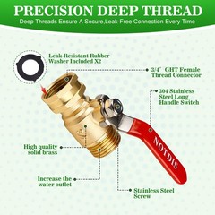 Brass Garden Hose Shut Off Valve with Full-Flow Design – 4.5 inches, Copper
