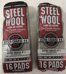 NEW 106107 Rhodes American Steel Wool #4 16 Pads 2 pk