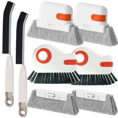 Window Sill Cleaner Tool – Hard Bristle Crevice Cleaning Brush, 8 PACK, Black