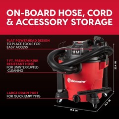 Vacmaster 12-Gallon 5.5 Peak HP Heavy-Duty Wet-Dry Vacuum – VJH1211PF 1101