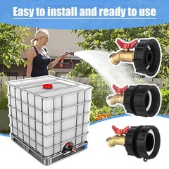 IBC Tote Hose Adapter 275-330 Gallon Water Red handle brass valve