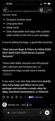 Vacuum Bags & Filters for Miele S240 S241 S250 S251 S290 Series Canister Vacuums