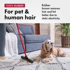 Pet Hair Remover Rubber Broom with Built in Squeegee – Carpet Rake for Pet Ha…