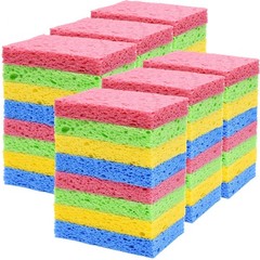 YoleShy 48 Pack Sponges Kitchen Natural Compressed Cellulose Colourful
