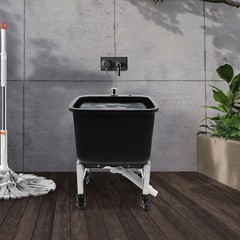 Freestanding Floor Mop Sink Plastic Mop Basin Household Mop Bucket with Wheels