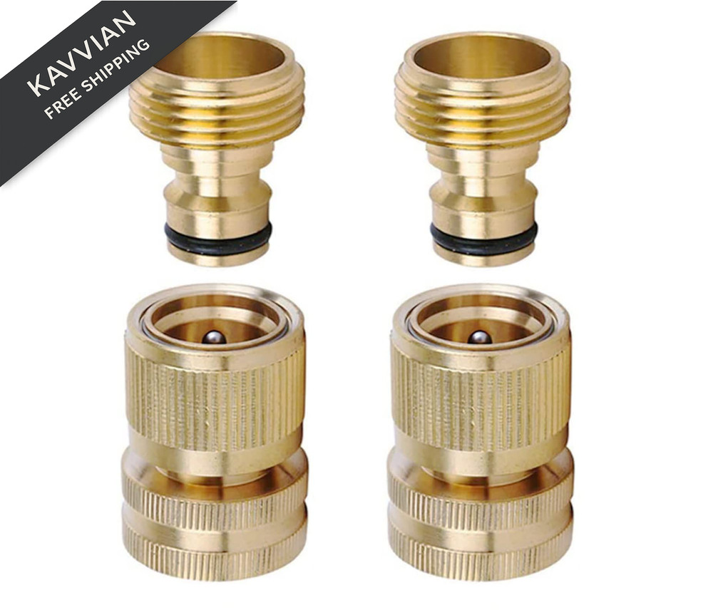 LIKAGE Brass Hose Quick Connect, 3/4 Inch GHT Thread Garden 2 Packs,
