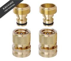 LIKAGE Brass Hose Quick Connect, 3/4 Inch GHT Thread Garden 2 Packs,