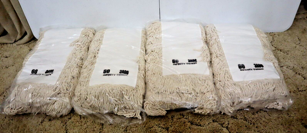 Lot of 4 New Commercial Grade Infinity Twist Dry Dust Mop Head 60″ x 6″ 3A06