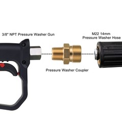 M MINGLE M22 Pressure Washer Fitting, 3/8 Inch NPT Male to 14 mm, brass