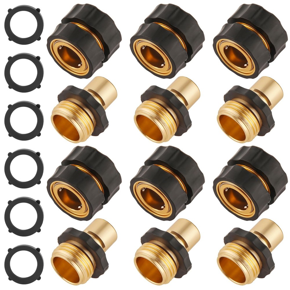 6 Set Garden Hose Quick Connect Fittings 3/4” GHT Male Female Adapter