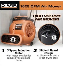 RIDGID 1625 CFM 3-Speed Portable Blower Fan Air Mover with Collapsible Handle