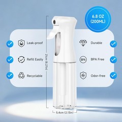 3 Pack Continuous Spray Bottles – Ultra Fine (3-Pack)-6.8 Oz, 3 White