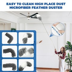 9Pcs Dusters for Cleaning Kit, Extendable Microfiber 9 PCS Duster Kits, White