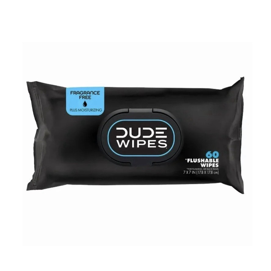 DUDE WIPES XL Flushable Wipes Unscented Fragrance Free 60 Count