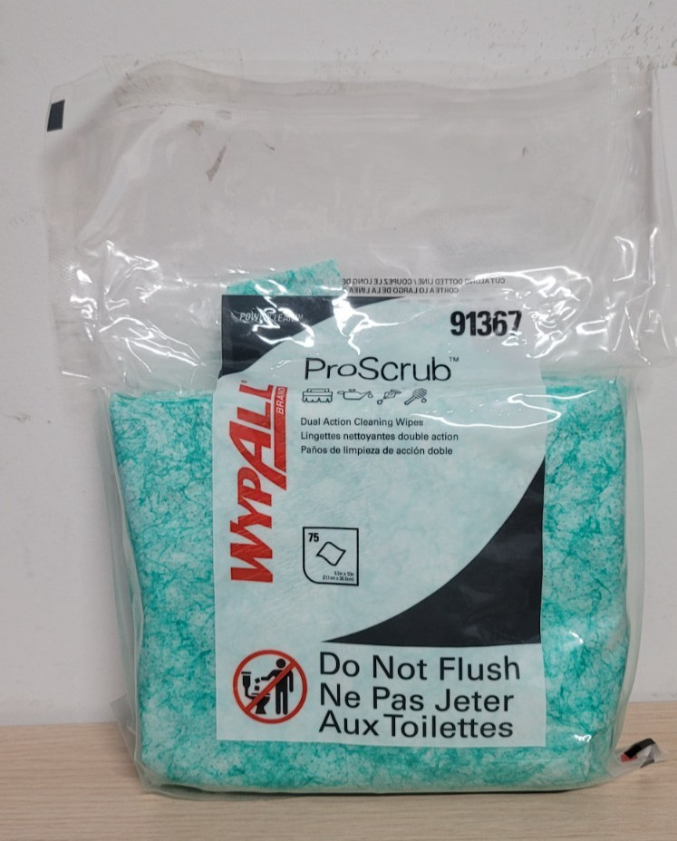 WypAll PowerClean ProScrub Cleaning Wipers 9.5″, Green, 75 Wipers (91367)