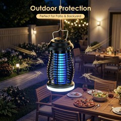 Cordless Bug Zapper Outdoor, 4200V Electric Mosquito Zapper, Fly Trap, Black