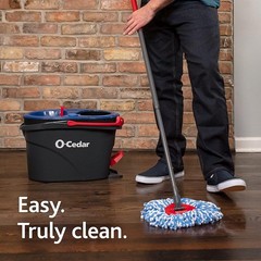 O-Cedar RinseClean Microfiber Spin Mop & Bucket Floor Cleaning System with 4