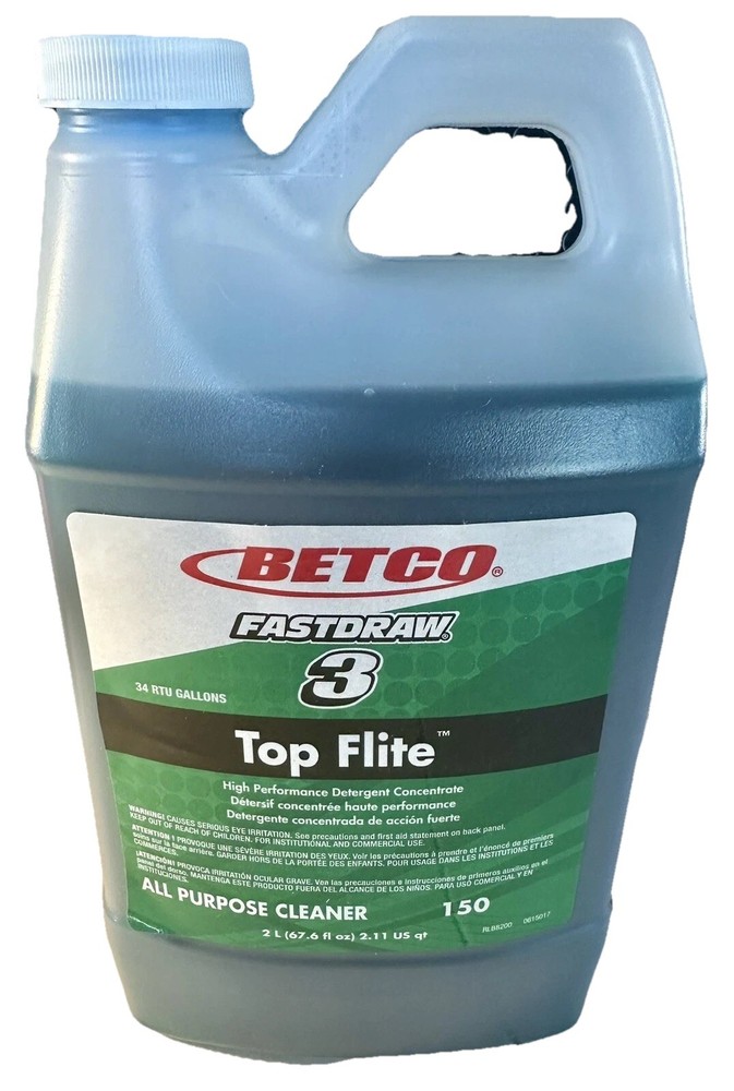 BETCO FASTDRAW 3 “Top Flight High performance Detergent Concentrate” NEW 2 Liter