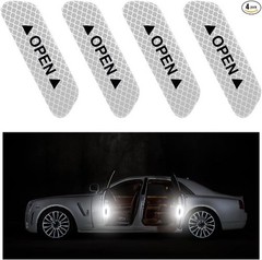 4-Piece Car Door Open Warning Reflective Decals, 3.6×0.9 Inch A Color: Silver