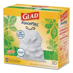 Glad 78900 Kitchen Drawstring Trash Bags – Gain Original/White (240/Carton) New