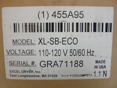 New Open Box Excel Hand Dryer XLERATOR XL-SB-ECO 110V/120V 50/60hz Stainless.