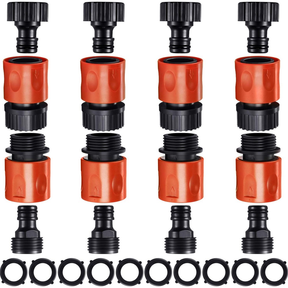 Hotop 16 Pieces Garden Hose Quick Connector 3/4 Inch inch, Red, Black