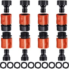 Hotop 16 Pieces Garden Hose Quick Connector 3/4 Inch inch, Red, Black