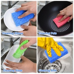 YoleShy 48 Pack Sponges Kitchen Natural Compressed Cellulose Colourful