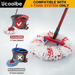 Ucoolbe Upgraded mop Refill for O Cedar, 3 Pack Spin 3 Pack, White & Red